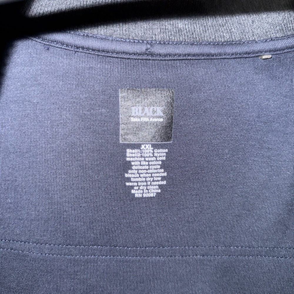 Saks on‎ Fifth Black label Black Zip Up Jacket 100% cotton int 100% nylon ext - Picture 3 of 5